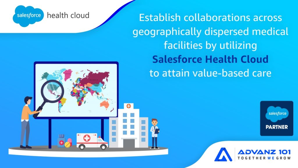 Establish collaborations across geographically dispersed medical facilities by utilizing Salesforce Health Cloud to attain value-based care